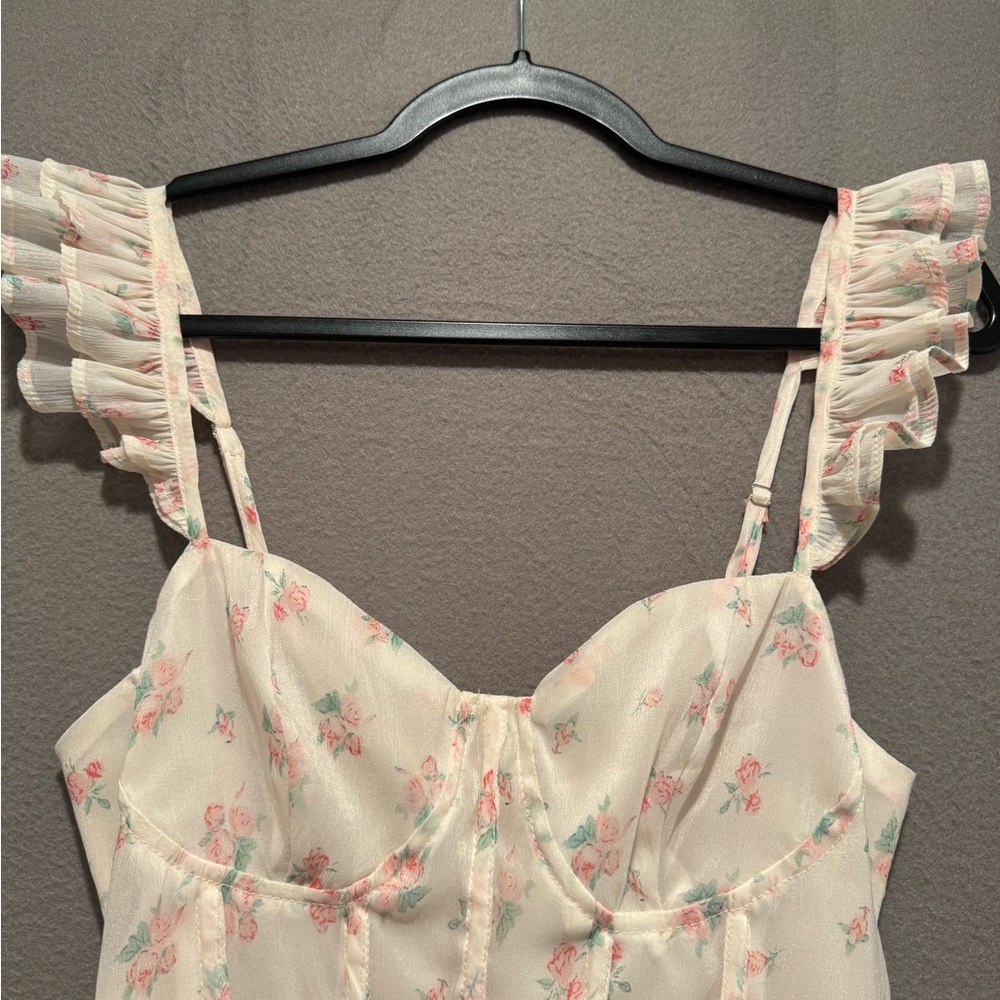 Storia Cream and Pink Floral Maxi Dress - Picture 7 of 9